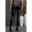 Faux Leather Button Fly High Waist Skinny Fit Pants
