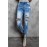 Leopard Patchwork Distressed Skinny Ankle High Waist Pants