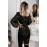Black V Neck Balloon Sleeve Bodycon Glitter Sequin Dress